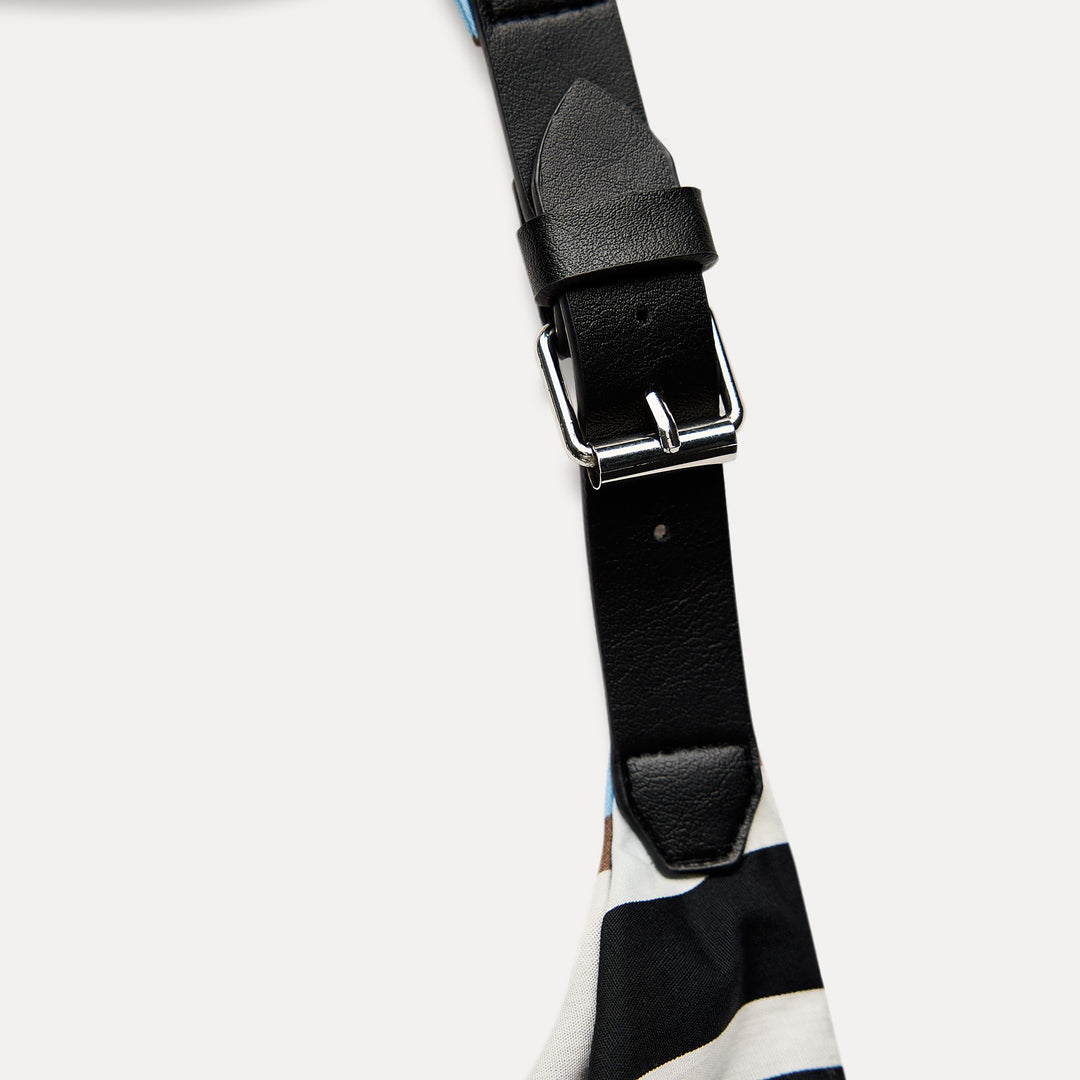 Moudda ZARA - Top popeline col licou imprimé rayé ceinture - Tunisie 3