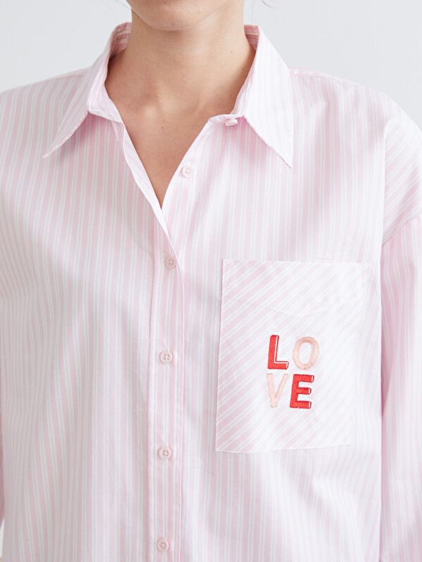 Moudda LC Waikiki - Chemise manches longues en tissu maternité pour Femme couleur Rose rayé - Tunisie 3