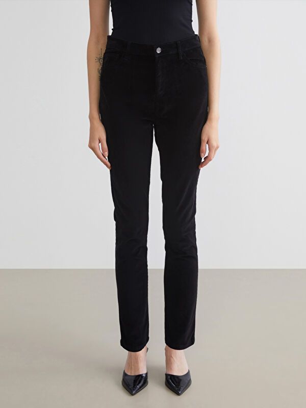 Moudda LC Waikiki - Pantalon épais en tissu couleur Noir pour femmes - Tunisie 2