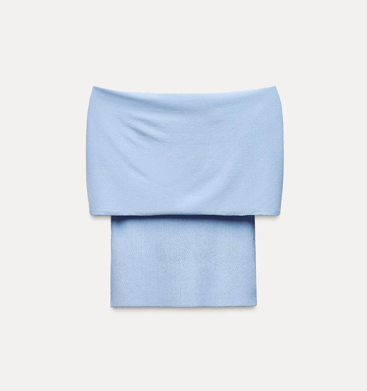 Moudda ZARA - Bleu – top épaules dénudées détail métallique - Tunisie 2