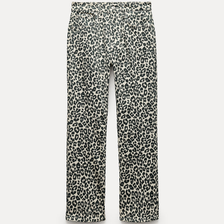 Moudda ZARA - Jean bootcut taille haute court imprimé léopard - Tunisie 1