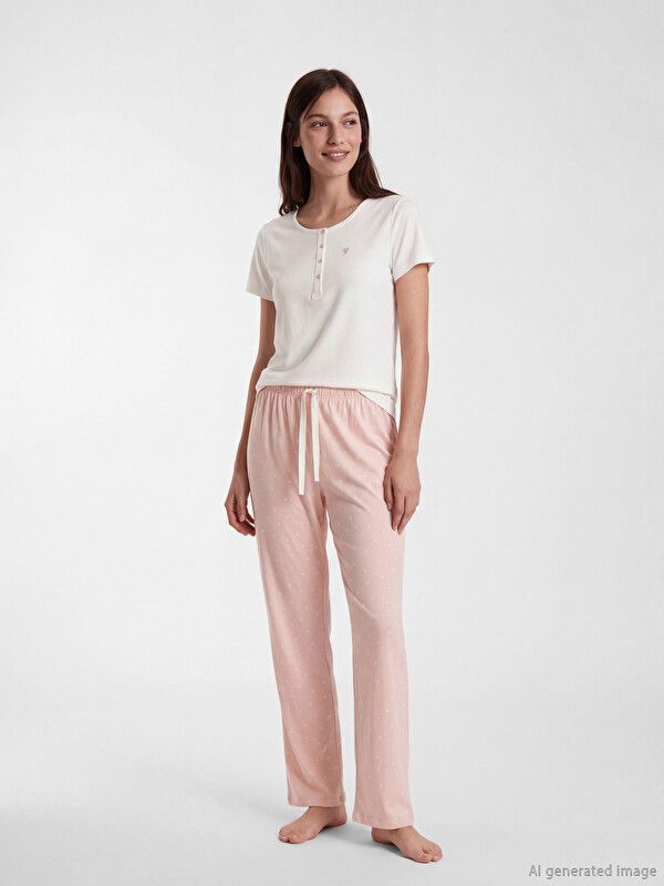 Moudda LC Waikiki - Pyjama maternité pour Femme couleur Rose imprimé - Tunisie 1