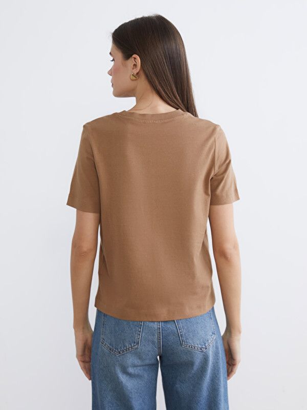 Moudda LC Waikiki - Body basique manches courtes en jersey pour Femme couleur Marron clair - Tunisie 4