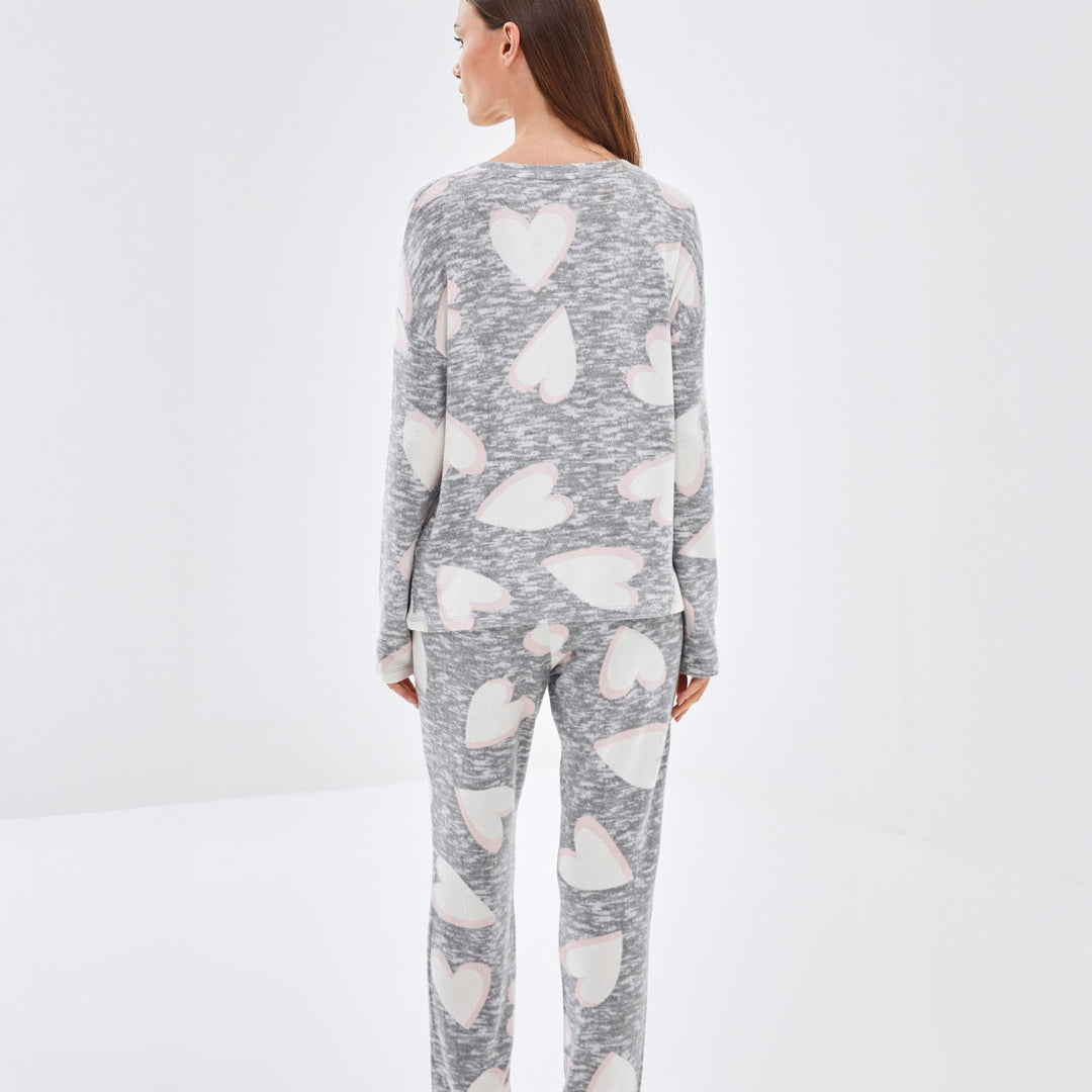 Moudda LC Waikiki - Pyjama en jersey manches longues Femme Mélange gris à - Tunisie 4