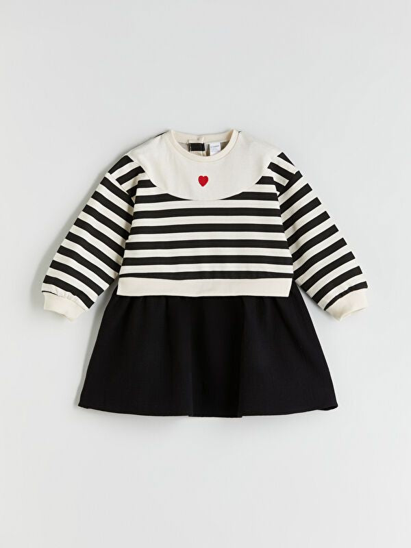 Moudda LC Waikiki - Robe en jersey manches longues Fille Rayures noires - Tunisie 1