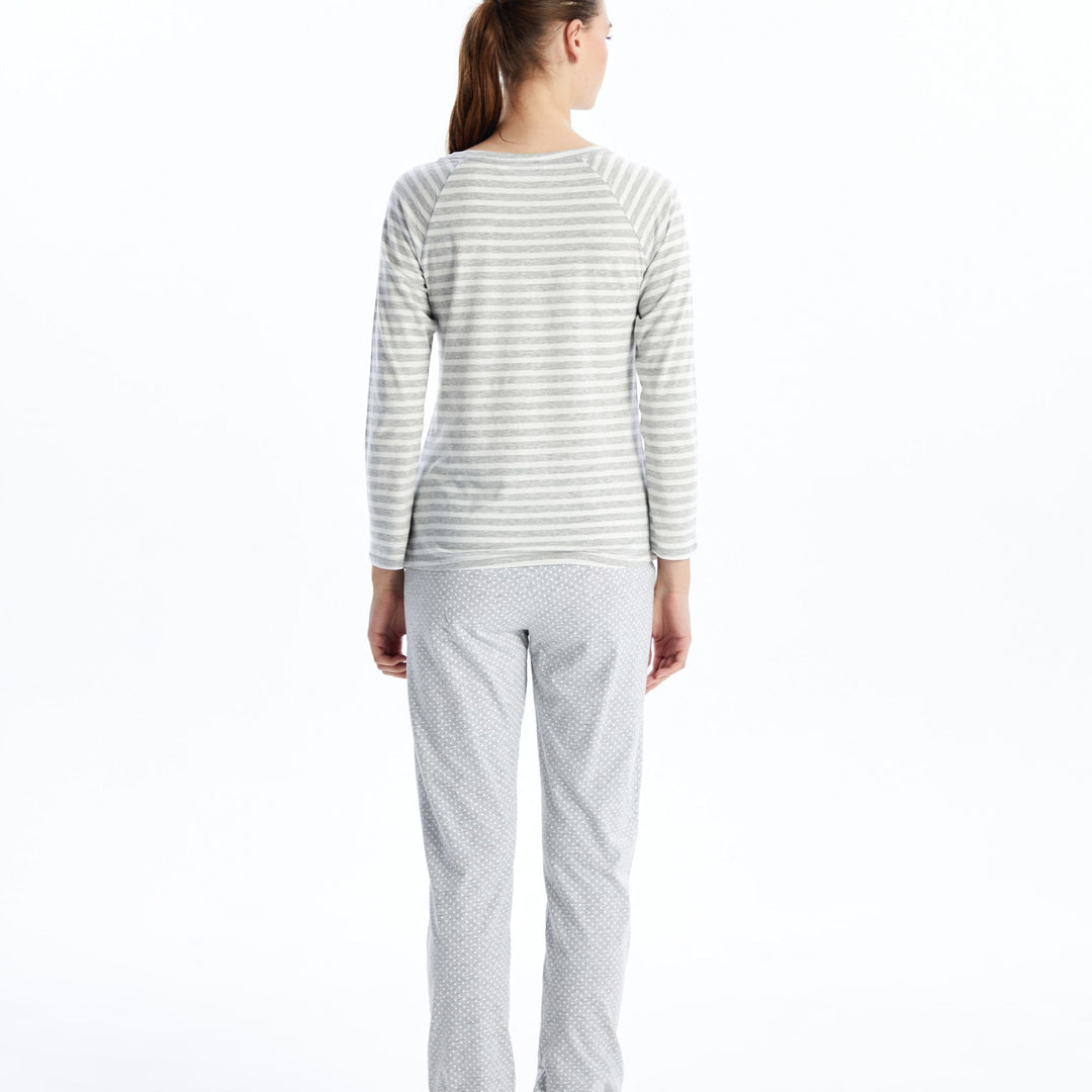 Moudda LC Waikiki - Pyjama en jersey manches longues Femme Mélange gris à - Tunisie 5