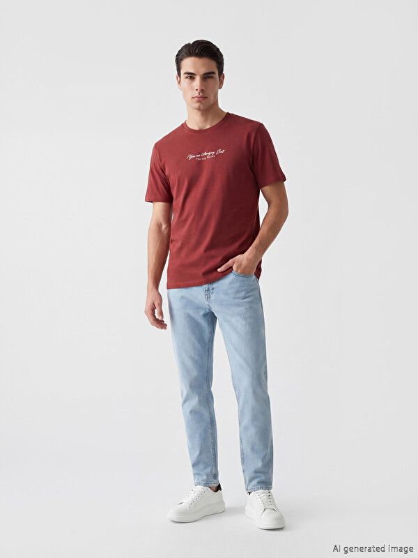 Moudda LC Waikiki - T-shirt imprimé manches courtes en jersey pour Homme couleur Rouge terne - Tunisie 2