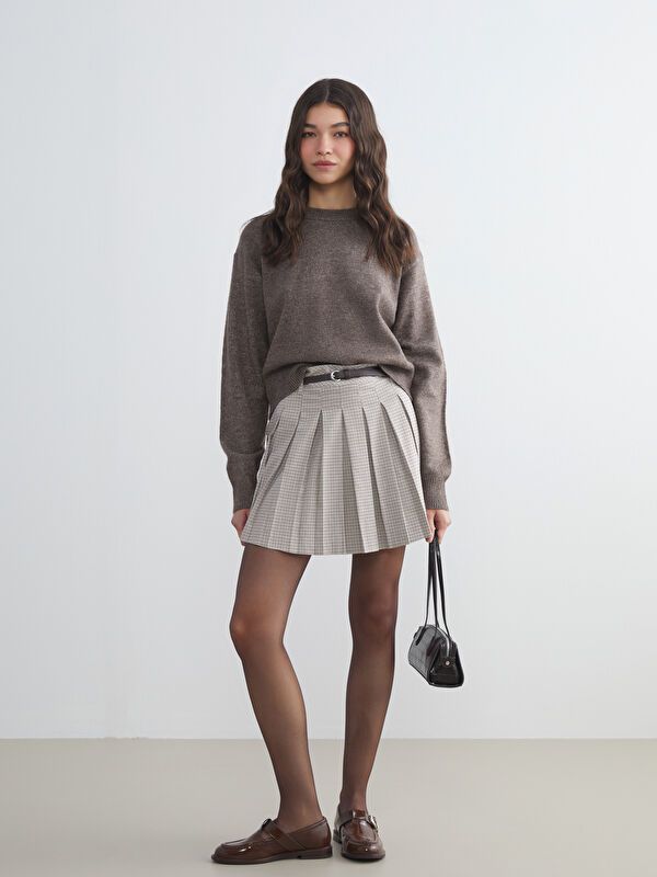 Moudda LC Waikiki - Jupe tissée Femme Carreaux beige - Tunisie 1