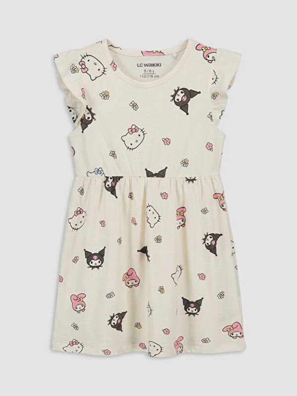 Moudda LC Waikiki - Robe manches courtes en jersey pour Fille couleur Écru imprimé - Tunisie 1