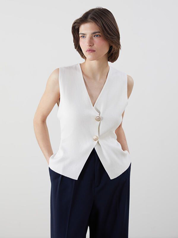 Moudda LC Waikiki - Débardeur tricot Femme Ecru - Tunisie 1