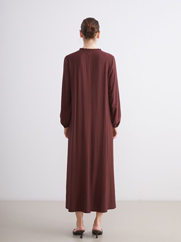 Moudda LC Waikiki - Robe tissée manches longues Femme Brun rougeâtre - Tunisie 4