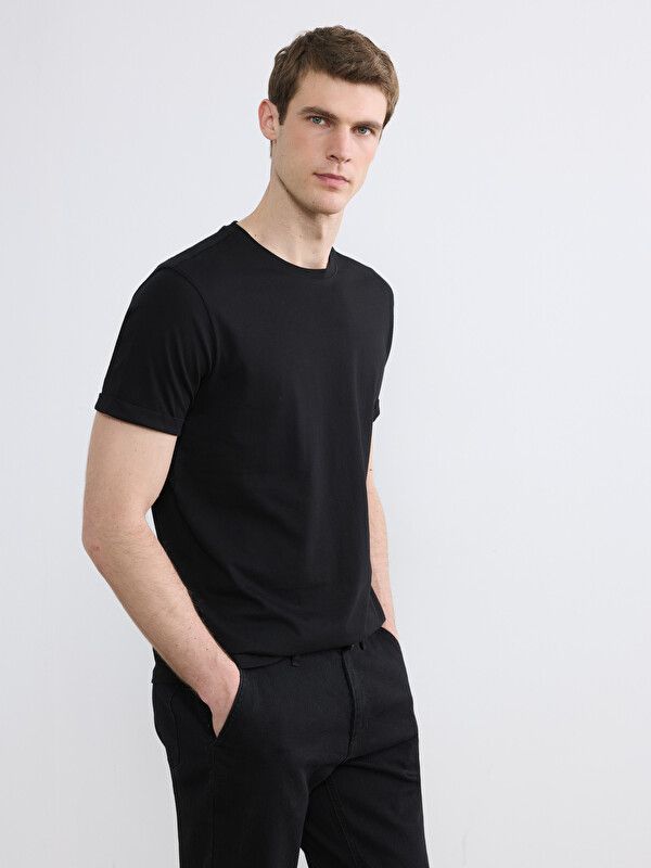 Moudda LC Waikiki - T-shirt basique col rond manches courtes en jersey pour Homme couleur Noir - Tunisie 1