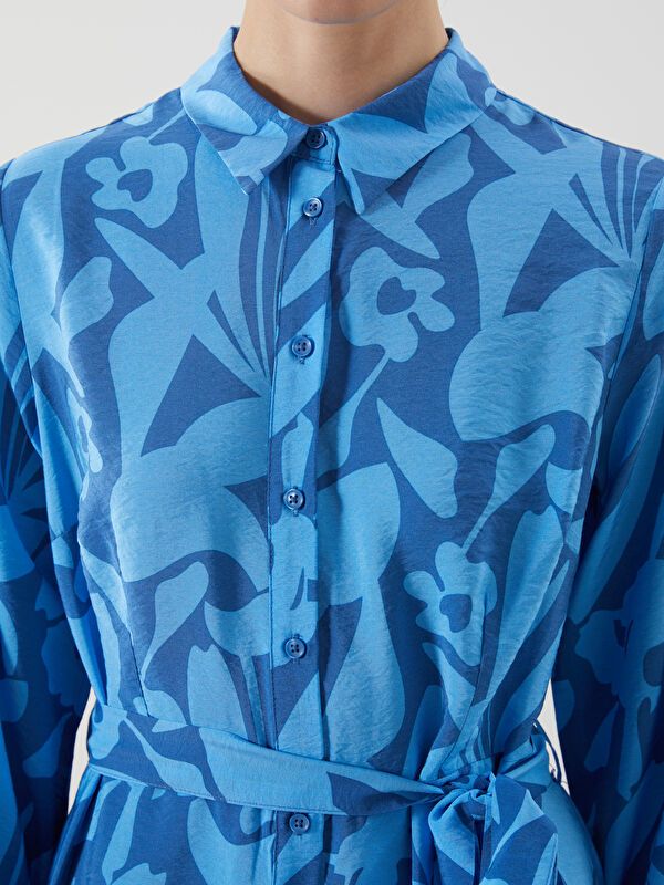 Moudda LC Waikiki - Robe tissée manches longues Femme Imprimé en blanc - Tunisie 3