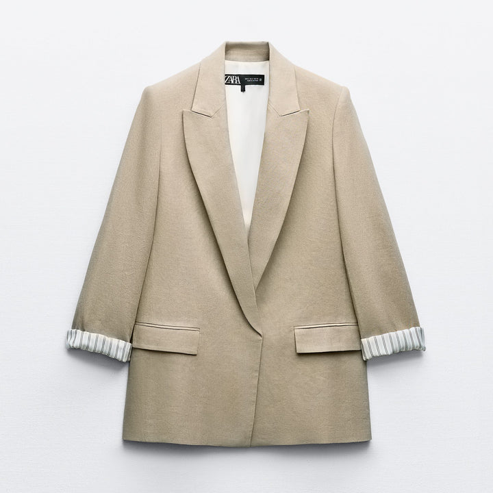 Moudda ZARA - Veste tailleur en lin poignet imprimé - Tunisie 1