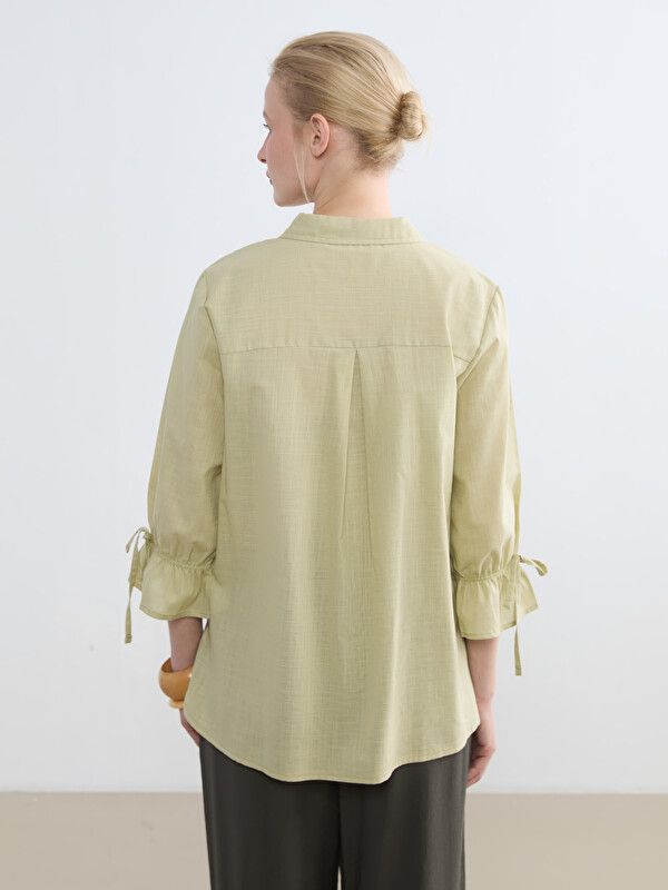 Moudda LC Waikiki - Chemise manches longues en tissu pour Femme couleur Vert kaki clair - Tunisie 4