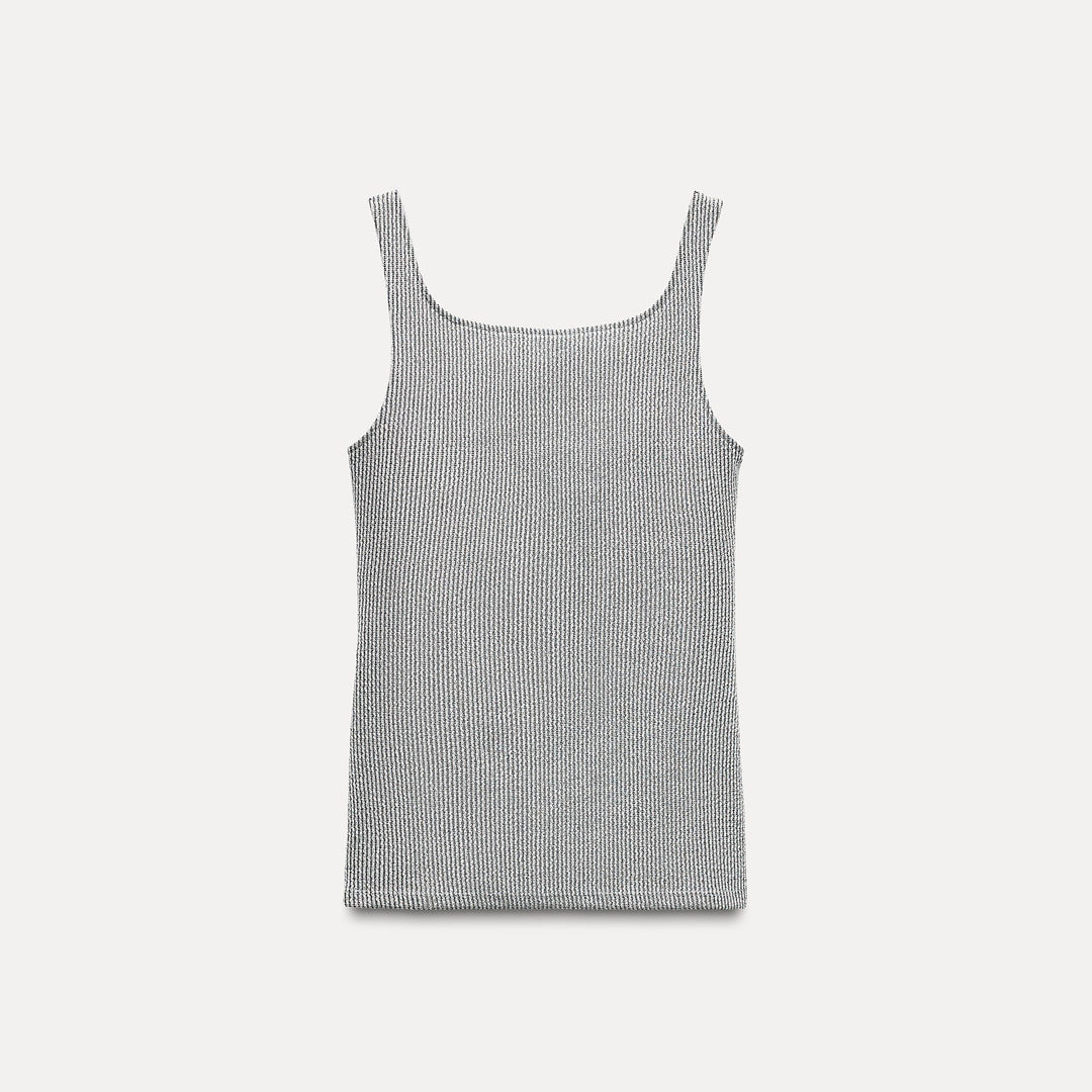 Moudda ZARA - T-shirt asymétrique côtelé lurex - Tunisie 2