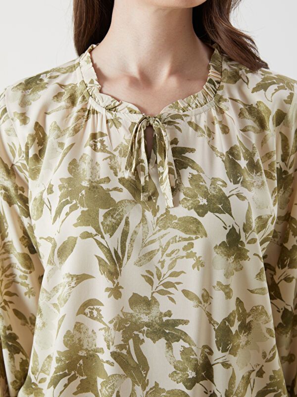 Moudda LC Waikiki - Blouse tissée imprimée manches longues Femme Impression vert menthe - Tunisie 3