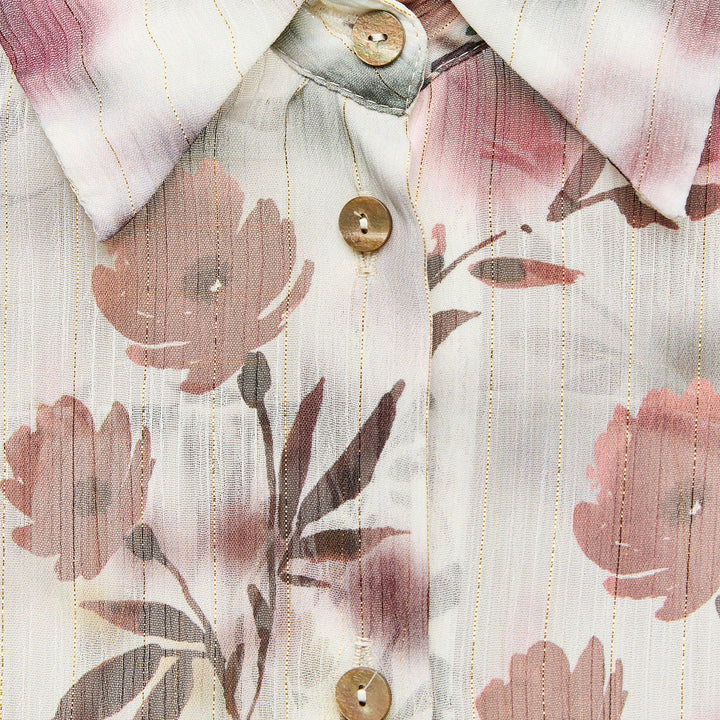 Moudda ZARA - Chemise Lurex - Imprimé Floral & Volants Poignet - Tunisie 3
