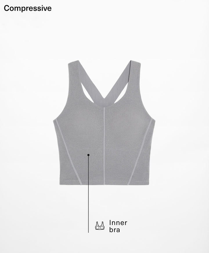 Moudda Oysho - Débardeur Compressif Demi-Bustier Col V Gris Moyen - Tunisie 2