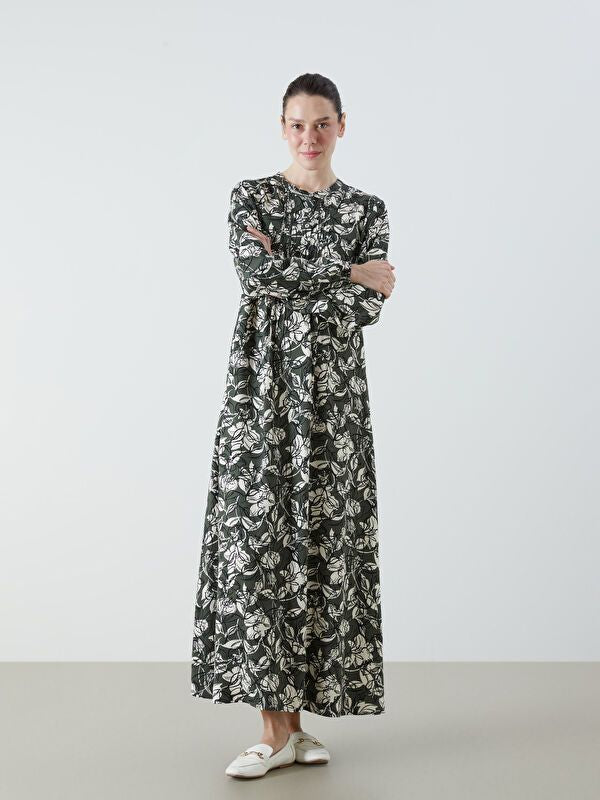 Moudda LC Waikiki - Robe tissée manches longues Femme Kaki imprimé - Tunisie 1