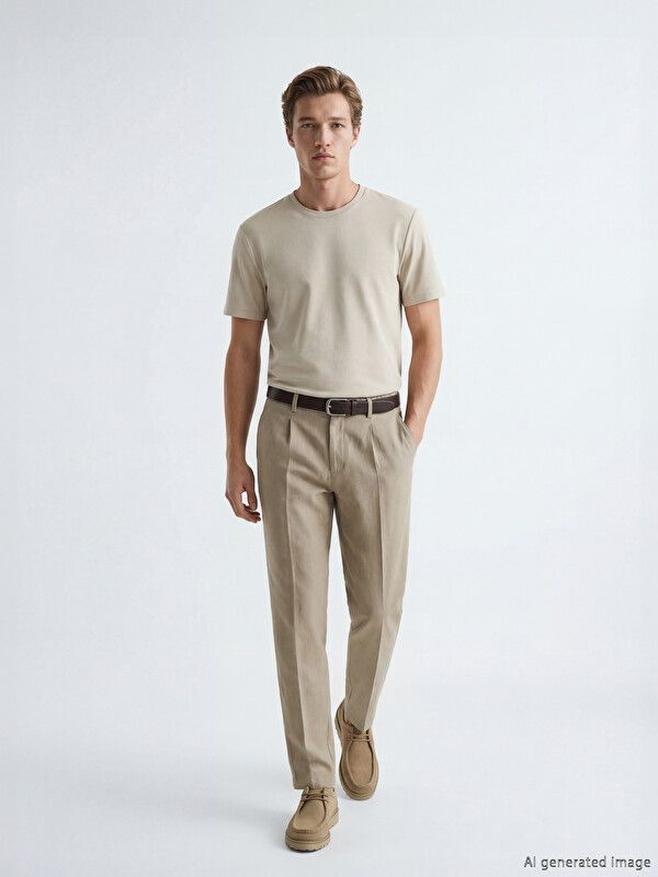 Moudda LC Waikiki - Pantalon mi-saison en tissu pour Homme couleur Beige foncé - Tunisie 1