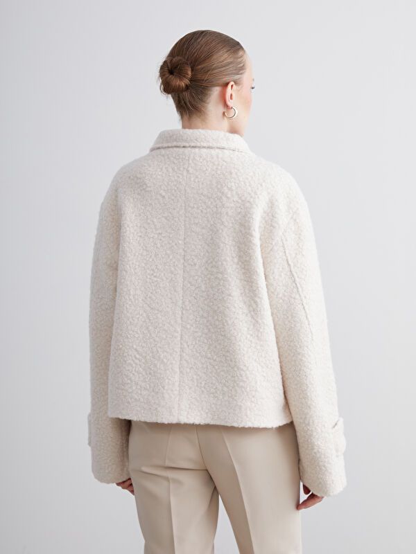 Moudda LC Waikiki - Manteau effet laine Femme Ecru - Tunisie 5