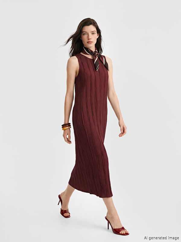 Moudda LC Waikiki - Robe maternité en jersey manches courtes pour Femme couleur Bordeaux - Tunisie 2