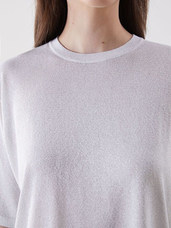 Moudda LC Waikiki - Pull tricot manches courtes Femme Lurex argenté - Tunisie 3