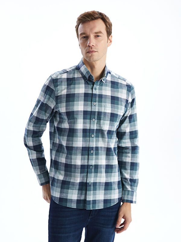 Moudda LC Waikiki - Chemise à carreaux manches longues en tissu pour Homme - Tunisie 1