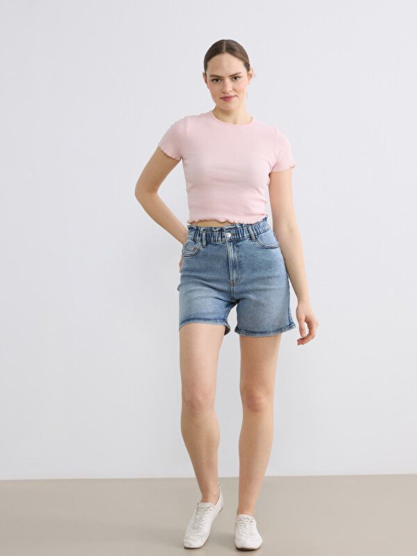 Moudda LC Waikiki - Short en jean pour Femme couleur Bleu délavé à l'acide - Tunisie 1