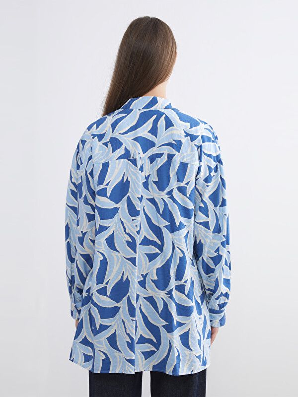 Moudda LC Waikiki - Tunique manches longues en tissu pour Femme couleur Bleu imprimé - Tunisie 4