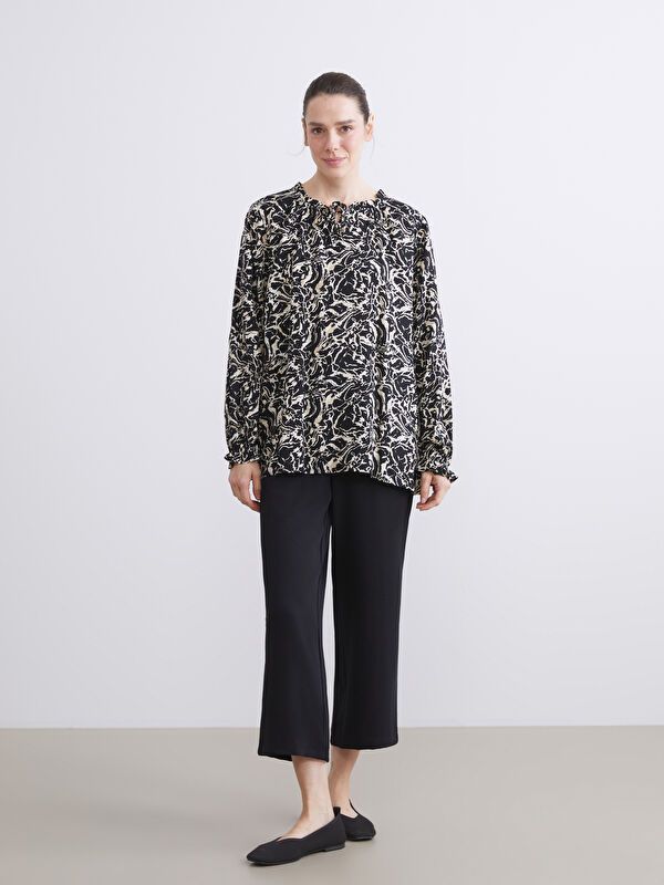 Moudda LC Waikiki - Blouse tissée imprimée manches longues Femme Imprimé en noir 1 - Tunisie 2