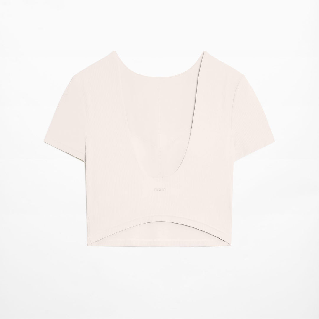 Moudda Oysho - T-Shirt Crop Côtelé Comfortlux - Tunisie 1