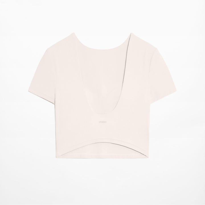 Moudda Oysho - T-Shirt Crop Côtelé Comfortlux - Tunisie 1