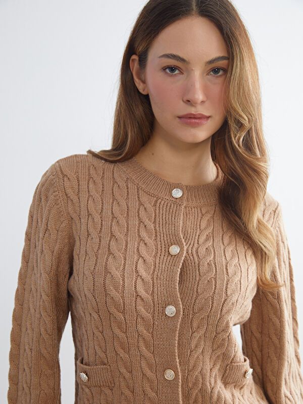 Moudda LC Waikiki - Cardigan tricot épais Femme Beige - Tunisie 1