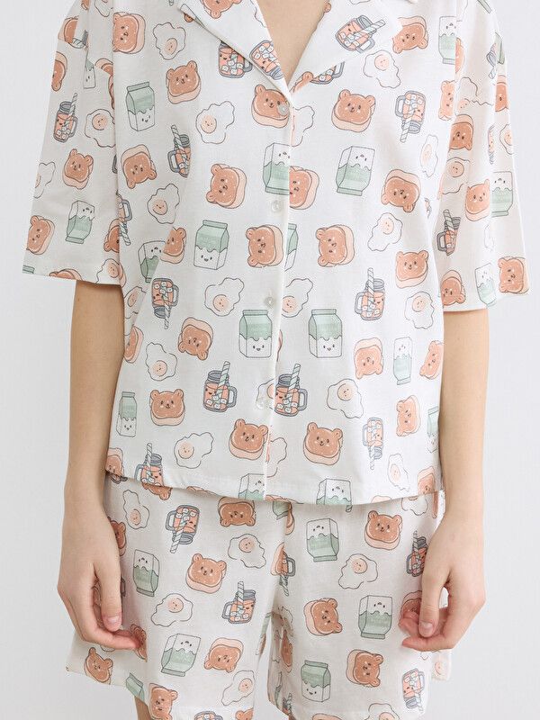 Moudda LC Waikiki - Short-Capri manches courtes pour Femme couleur Écru imprimé - Tunisie 3