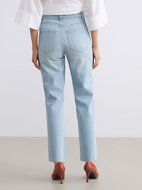 Moudda LC Waikiki - Pantalon jean tissé basique Femme Canne indigo clair - Tunisie 4