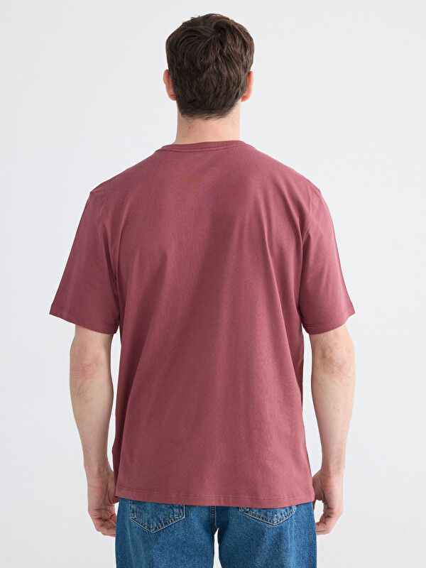 Moudda LC Waikiki - T-shirt basique col rond manches courtes en jersey pour Homme couleur Bordeaux clair - Tunisie 4