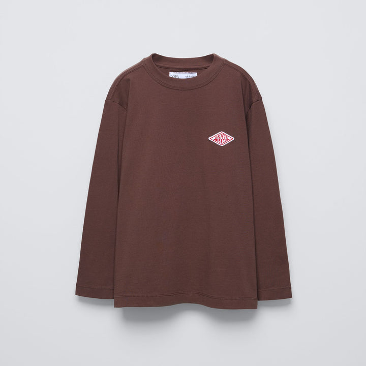 Moudda ZARA - T-shirt manches longues, patch rouge poitrine - Tunisie 1