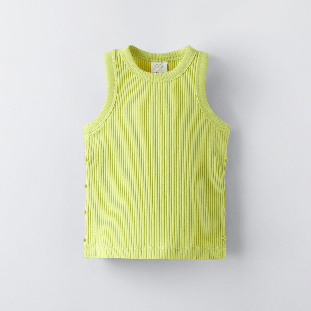 Moudda ZARA - T-shirt top fille côtelé boutons édition été - Tunisie 1