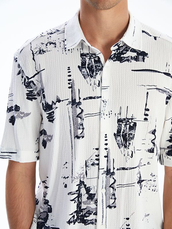 Moudda LC Waikiki - Chemise tissée imprimée manches courtes Homme Imprimé en blanc - Tunisie 3