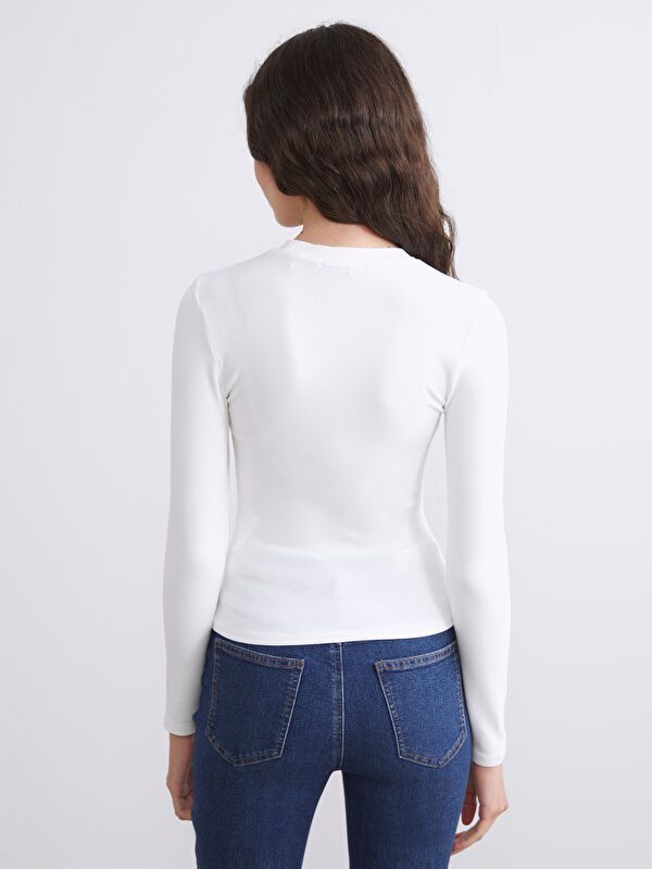 Moudda LC Waikiki - Body en jersey manches longues Femme Buxe blanc - Tunisie 4