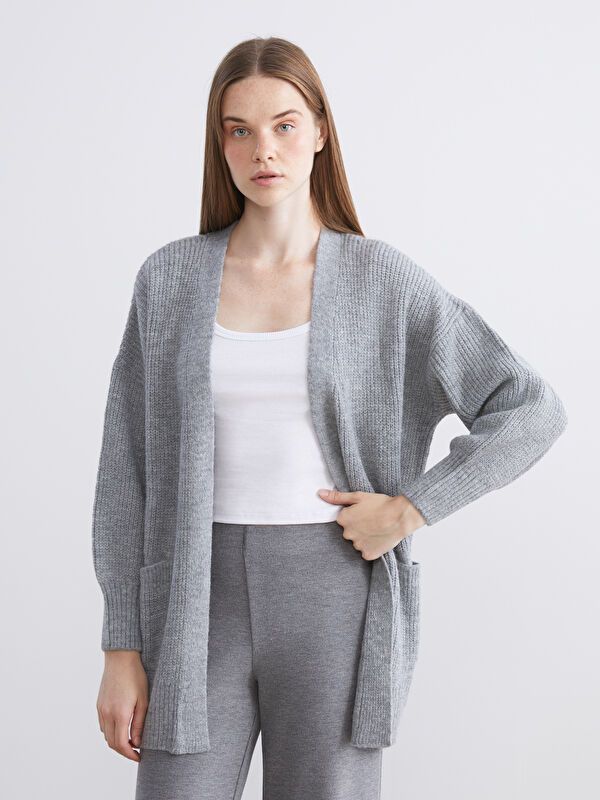 Moudda LC Waikiki - Cardigan tricot moyen Femme Mélange de gris - Tunisie 1