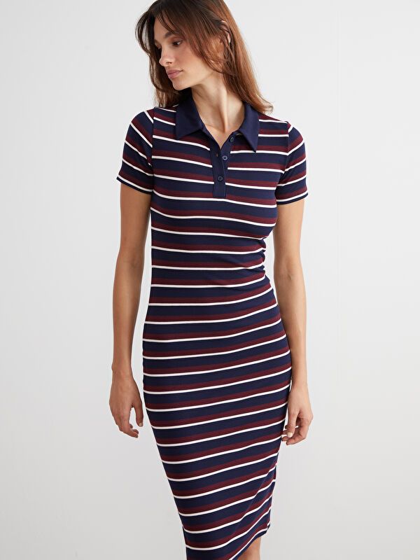 Moudda LC Waikiki - Robe en jersey manches courtes Femme Rayures mixtes - Tunisie 2