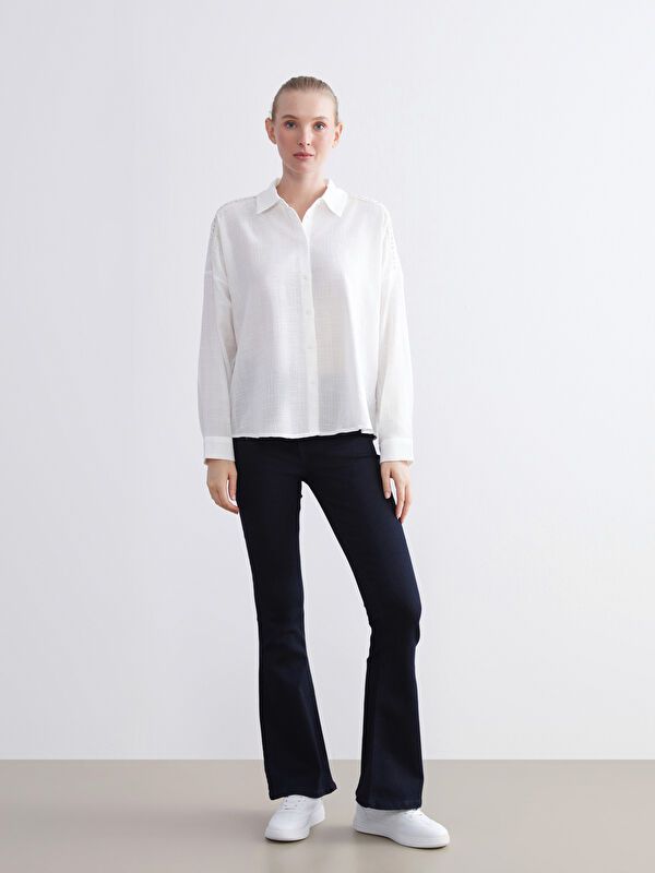 Moudda LC Waikiki - Chemise tissée manches longues Femme Buxe blanc - Tunisie 2