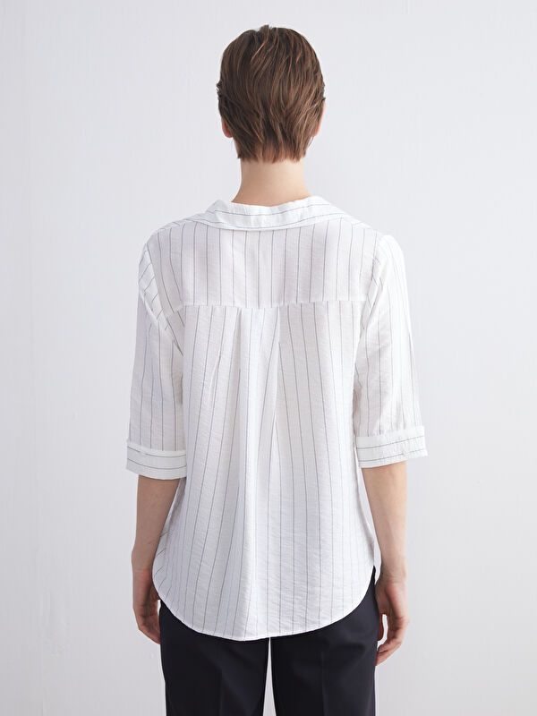 Moudda LC Waikiki - Blouse tissée manches longues Femme Rayures blanches - Tunisie 4