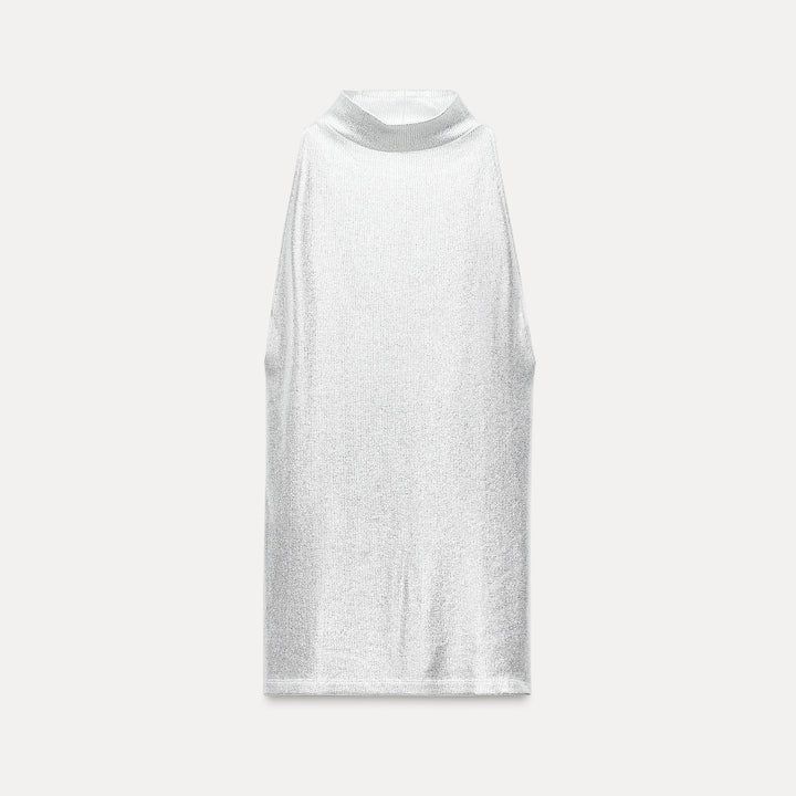 Moudda ZARA - T-shirt col licou effet métallisé côtelé - Tunisie 1