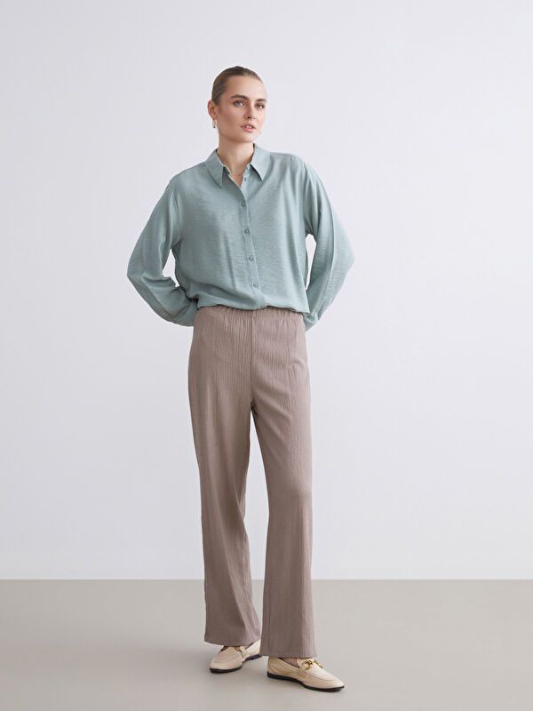 Moudda LC Waikiki - Chemise tissée manches longues Femme Kaki - Tunisie 2