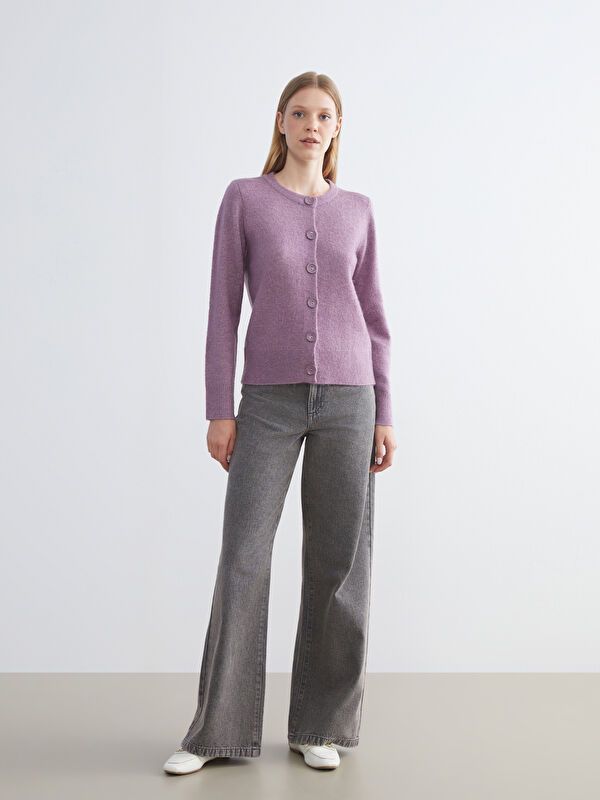 Moudda LC Waikiki - Cardigan tricot épais Femme Mélange lilas terneux - Tunisie 2