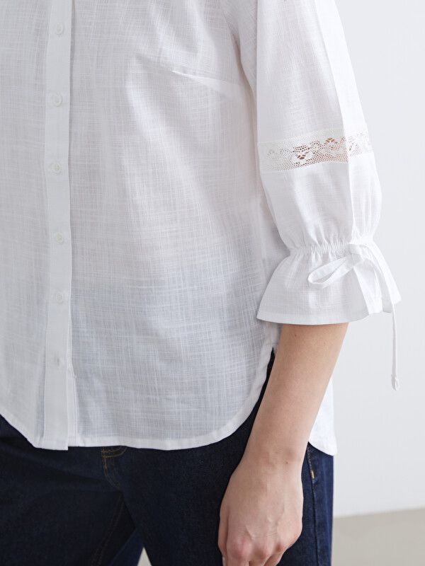 Moudda LC Waikiki - Chemise manches longues en tissu pour Femme couleur  Blanc - Tunisie 3